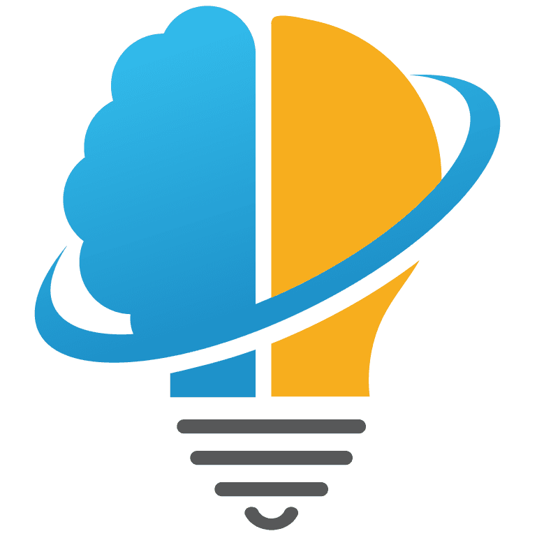 Mindura logo - Brain with lightbulb